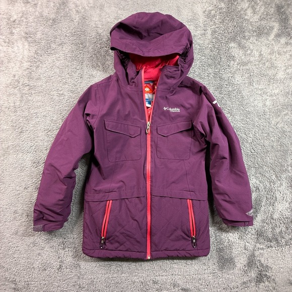 Columbia Other - Columbia Titanium Girls M Purple Hooded Ski Rain Jacket Lined Insulated Omni